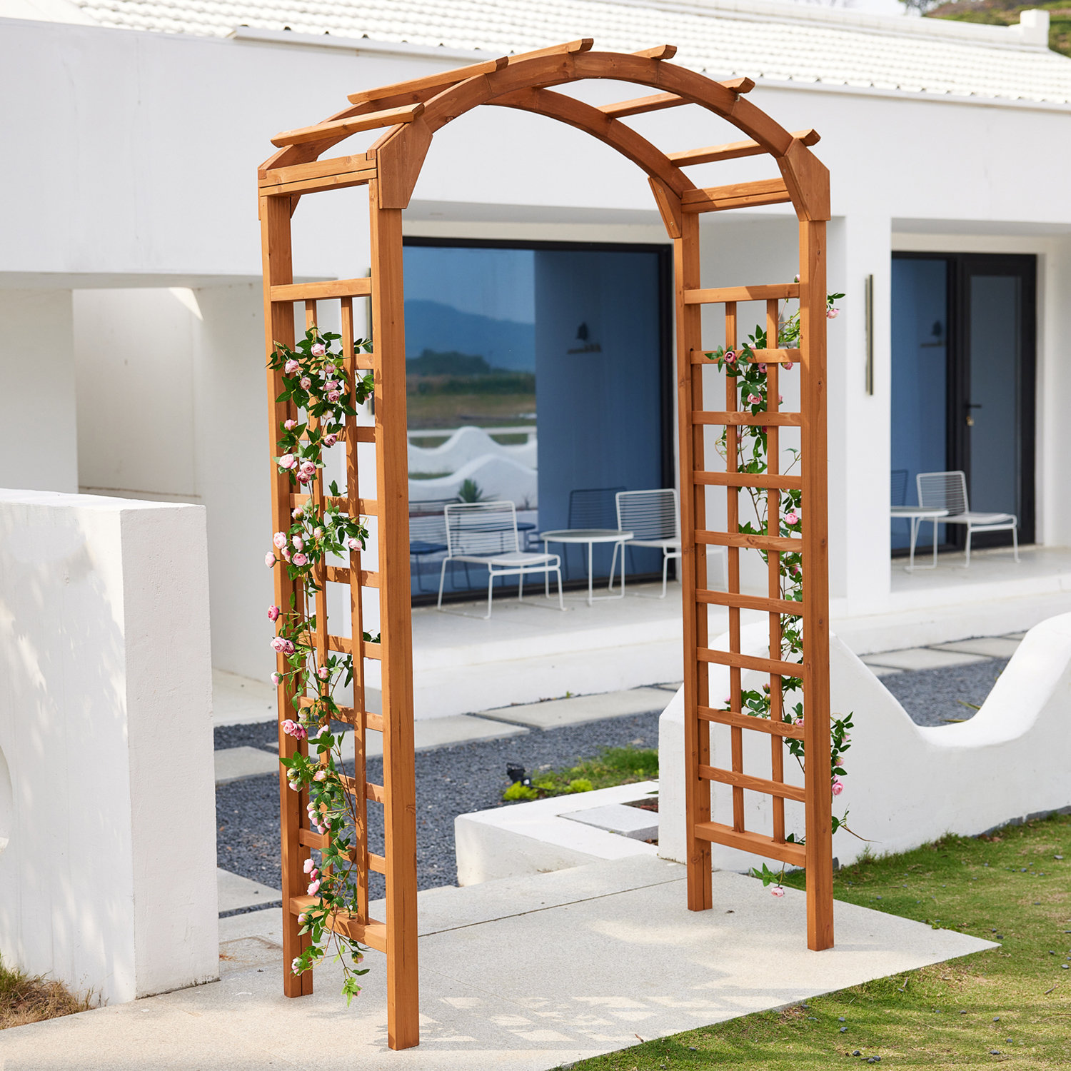 Arlmont & Co. Mimose 47“ W x 19" D Solid Wood Garden Arches Arbor Arch — free download